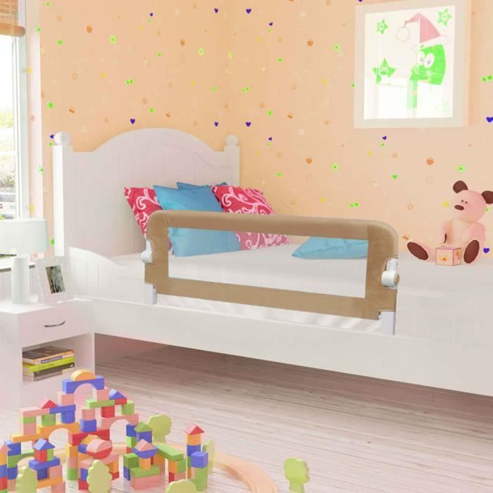 Barrieres De Lit Vidaxl Barriere De Lit Enfant Taupe 1x42 Cm Polyester Rail Securite Bebe Maison