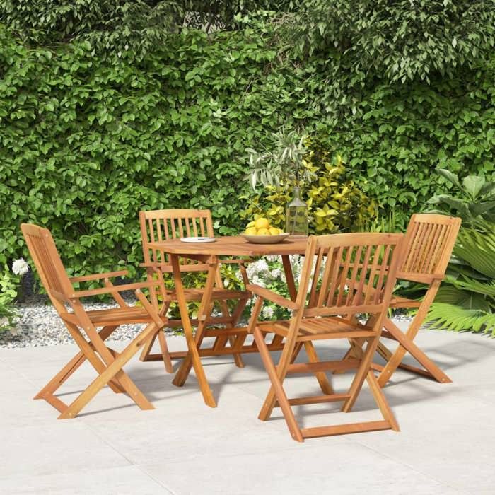 vidaXL Ensemble à manger de jardin 5 pcs Bois d'acacia - vue 4