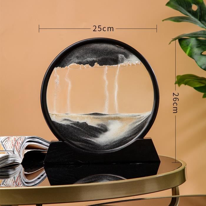 Acheter Affichage d'art de sable mobile de 7/12 pouces, cadre de sable  coulant, image Morden ronde en verre 3D, paysage de sable de mer profonde  en mouvement, support de décoration de maison