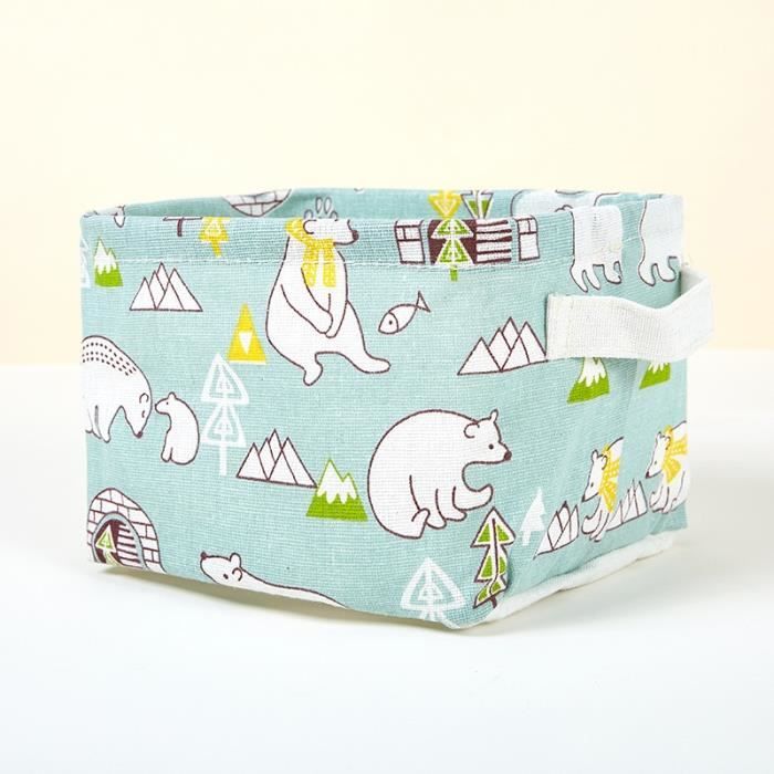 Panier De Rangement Pliable En Tissu 40x30x21 Cm - Pour Jouets, Chambre Enfant - Blanc Avec Motif