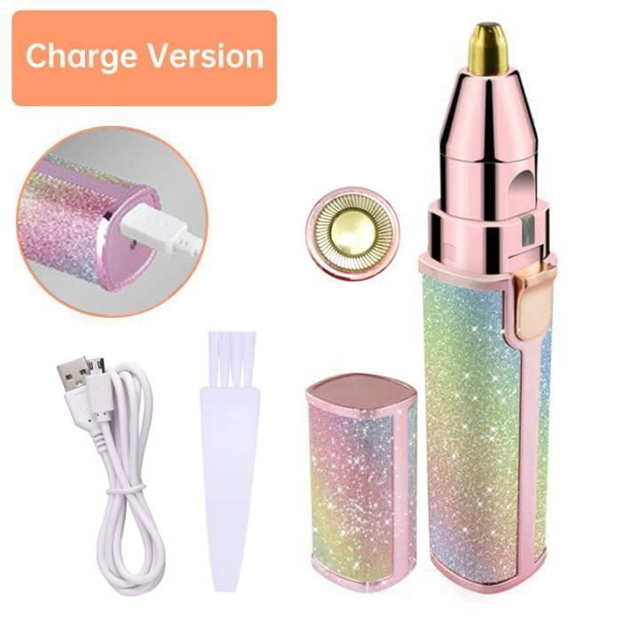 Épilateur à Sourcils 2 En 1 Avec Rasoir électrique - Stylo épilateur Visage Rose/violet - Neuf Sous Blister