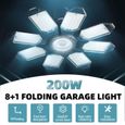 Éclairage LED Garage 200W, E27/E26 Lampe Garage Déformable à 8+1 Panneaux Ajustables, Plafonnier LED pour Garage, Entrepôt, Atelier-1