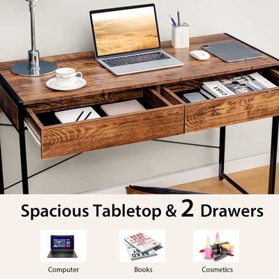 GIANTEX Bureau 2 En 1 Réglable En Hauteur Avec Roulettes – Bureau Ordinateur Debout/Assis, Table Inclinable + Repose-Pieds, Idéal Petits Espaces
