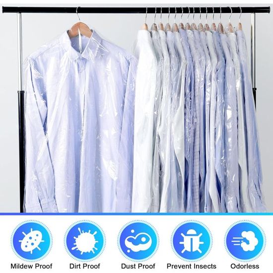 Housses Costumes 60x120 Housses Vêtements Nutmanel 6 Pièces - 60x120cm Transparentes - Anti-Poussière Imperméables Housse Costume