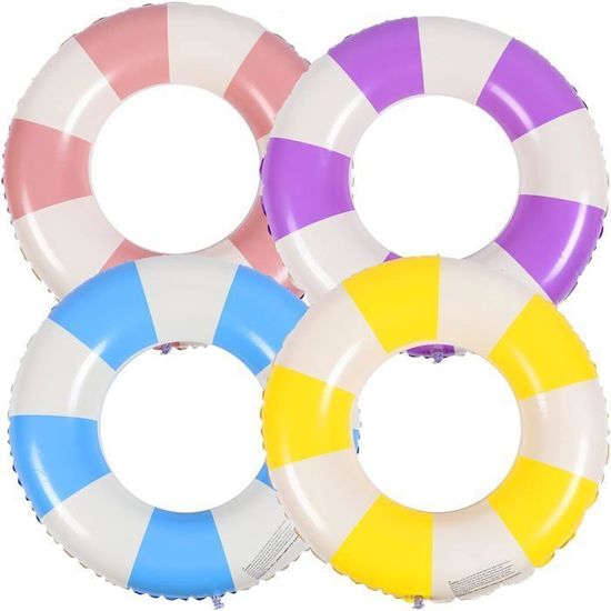 Lubibi – Lot De 4 Bouées Gonflables – 2 Anneaux Fruits, 1 Requin Bébé, 1 Ballon – 90 Cm – PVC – Pour Piscine Et Plage – Enfants Et Adultes
