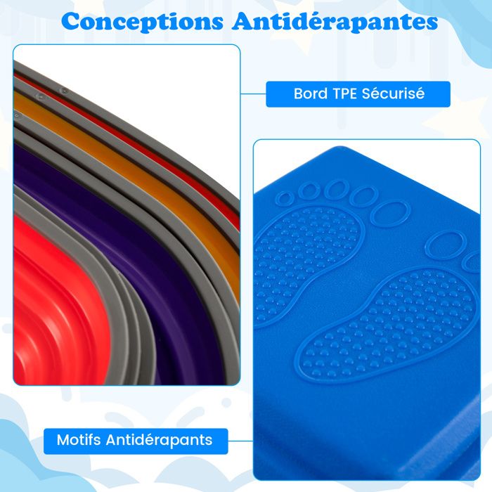 Outsunny Lot de 11 pierres d'équilibre pour enfants - Antidérapantes et empilables - Pour favoriser l'équilibre - 3 à 8 ans - Pour l'intérieur et l' extérieur