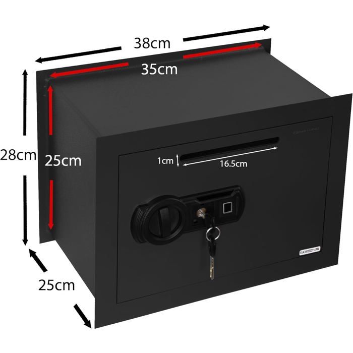 Genie Hand Coffre-Fort Dépôt Électronique Moyen – Serrure B-Class + Anti-Bounce – Fente 15×1 Cm – Fixation Incluse