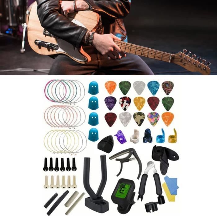 Kit d'accessoires pour guitare acoustique, 66 pièces, cordes pour guitare  acoustique