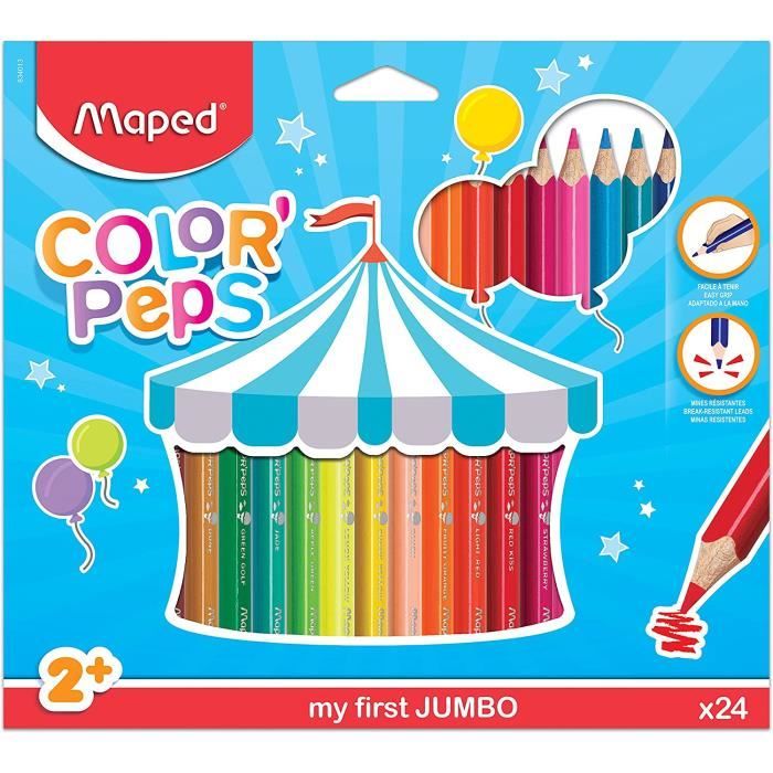 Maxi Crayons De Couleur Color'Peps Premiers Crayons De Coloriage Pour Bébé  +2 Ans Boîte De 18 Crayons De Couleurs Jumbo En Bo[x593] - Cdiscount  Beaux-Arts et Loisirs créatifs