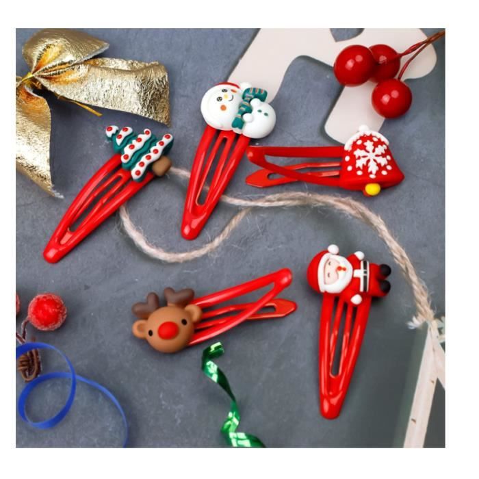 10 Pack Accessoire Noel, 5 cm Accessoire Cheveux Noel, Plein d'éléments de  Noël, Pinces à elk Santa Pour Cadeau de Noël