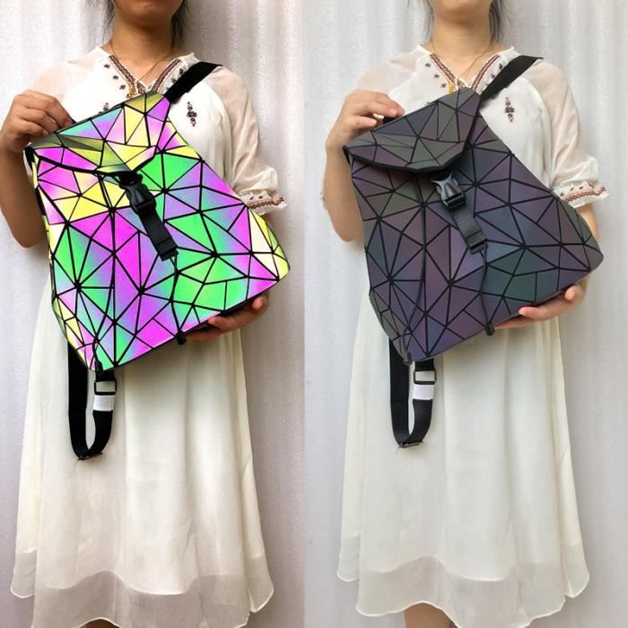 25cmx13cmx25cm Triangle lumineux Sac dos holographique