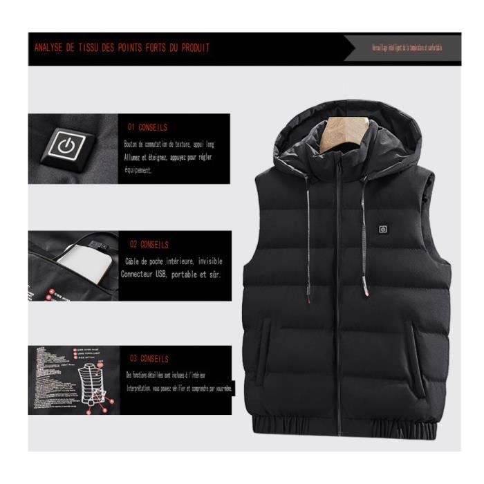 Gilet chauffant pour femme double contrôle avec 9 zones de chauffe