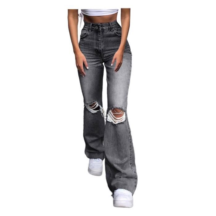 Jean gris clearance troué femme