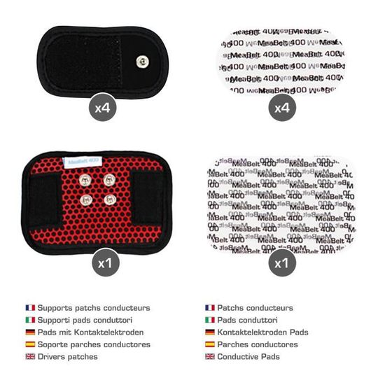 Kit recharge pour la Ceinture Meabelt 400 Ancien modele Rouge 5 Patchs conducteurs de rechange Cdiscount Sport