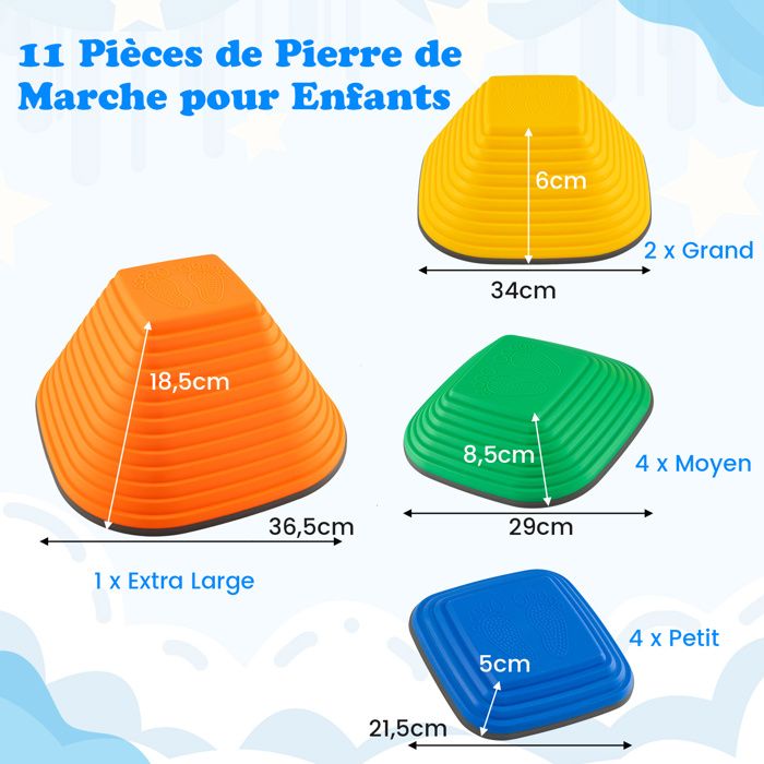 Jeu Développement équilibre COSTWAY 6 Pierres D'Equilibre Empilables Antidérapantes Pour Enfants Jeu Développement équilibre COSTWAY 6 Pierres D'Equilibre Empilables Antidérapantes Pour Enfants