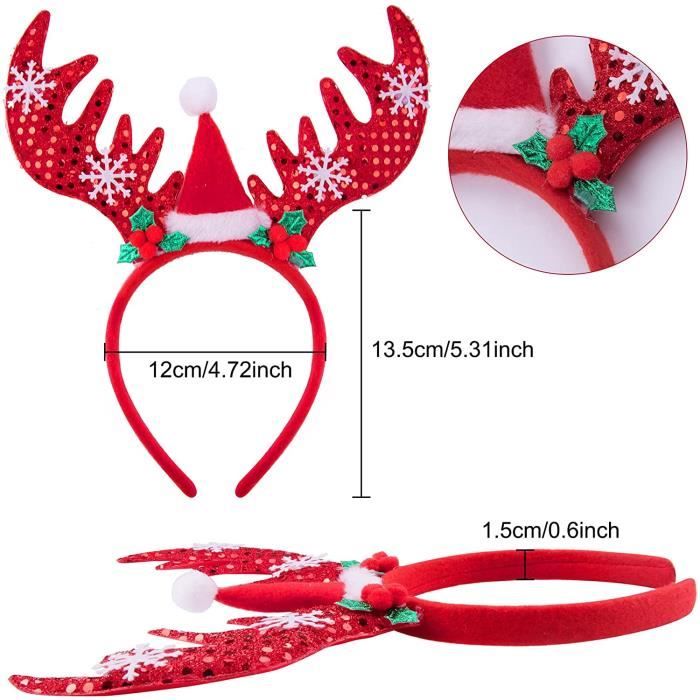 SIQUK 6 Bandeaux + 6 Lunettes De Noël – Set Thème Renne, Sapin, Elfe – Déguisement Festif Pour Toute La Famille