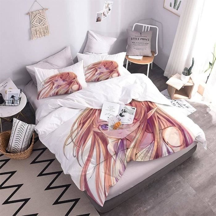 Housse De Couette Manga Fille 140X200 Enfant Ado Fille 3D Anime Parure De Lit 1 Personne Microfibre 3 Pieces Housse De Couet u13741 Cdiscount Maison