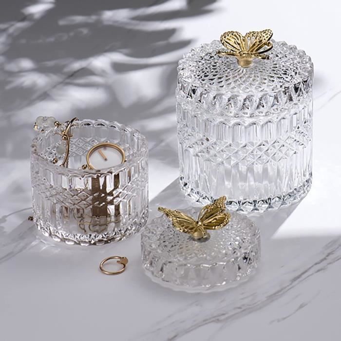 Zerodeko 1pièce Bocal à Bonbons Verre Transparent Avec