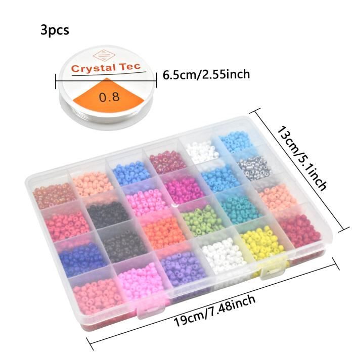 Perles Alphabet DICOBD Lot De 12 000 Perles De Rocaille En Verre De 3 Mm Pour La Fabrication De Bracelets Avec Lettres De L'alphabet, Kit De Bracelets D'amitié 8/0 Pour La Fabrication