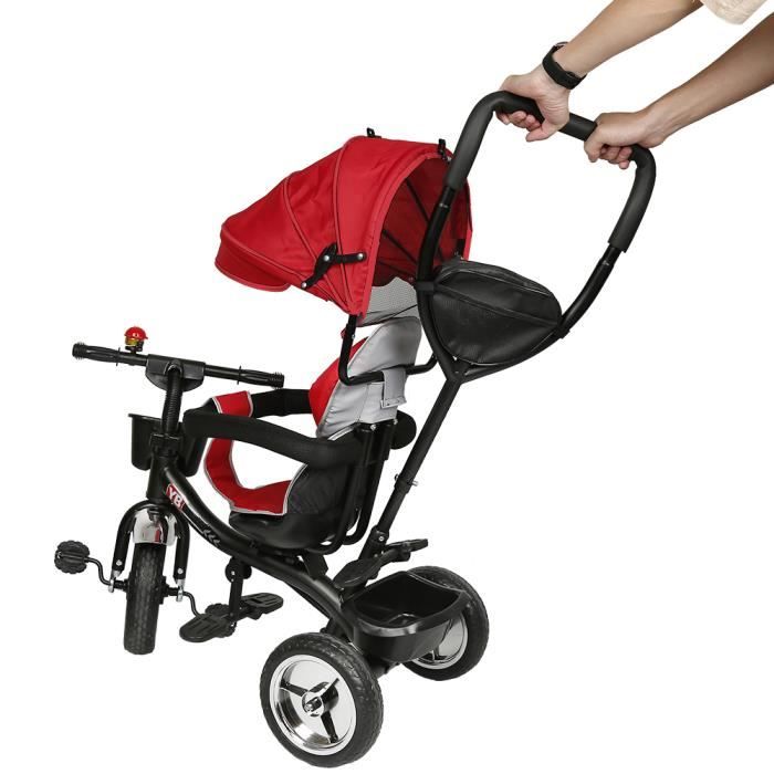 Tricycle Enfants évolutif, Tricycle bébé évolutif, Tricycle 4 en1 avec Barre de poussée de 18 Mois à 25 kg, A - Bleu foncé
