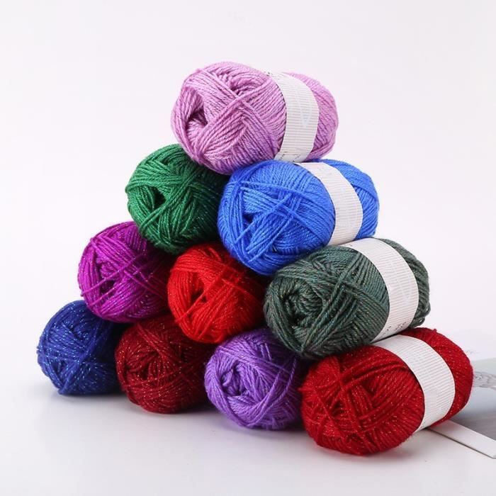 Pelotes de laine,Fil en laine pailletée pour tricoter au crochet, 5 boules  * 50g, fil à paillettes pour tricoter à la - Type 307 - Cdiscount  Beaux-Arts et Loisirs créatifs