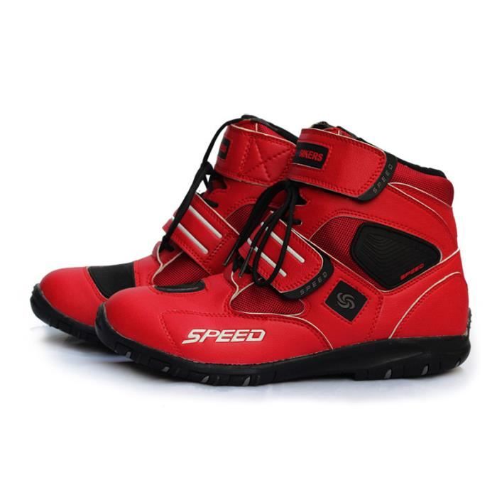 Bottes De Moto En Cuir Pour Hommes - Style Rétro, Respirant Avec Protection Levier De Vitesse Et Semelle Antidérapante