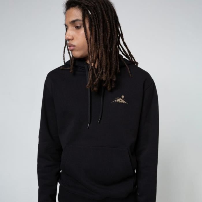 Sweat a capuche Dongrel Hugo Boss en molleton de coton avec imprime soleil dore reflechissant Noir Cdiscount Pret a Porter