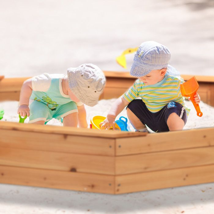 Bac A Sable Bac à Sable Relaxdays En Bois Avec Bac à Eau - 125x120cm - Banc Intégré - Jeux Extérieur Enfants Bac A Sable Coquillage