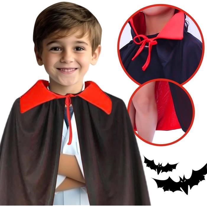 GTDOOCE Cape Noire Rouge Reversible Cape Halloween,Deguisement Halloween Costume Vampire,Cape Vampire Diable avec Bandeau Corne et Cicatrice Tatouage pour Halloween Mascarade,Jeu de Rôle,90 cm GTDOOCE Cape Noire Rouge Reversible Cape Halloween,Deguisement Halloween Costume Vampire,Cape Vampire Diable avec Bandeau Corne et Cicatrice Tatouage pour Halloween Mascarade,Jeu de Rôle,90 cm