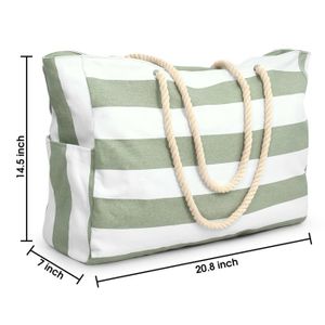 Sac Plage Femme Sac De Plage Grand En Maille Avec Fermeture Éclair, Anti-Sable Pliable Pour Piscine Voyage Gym Noir - Bagagerie - Maroquinerie Sac Toile De Jute