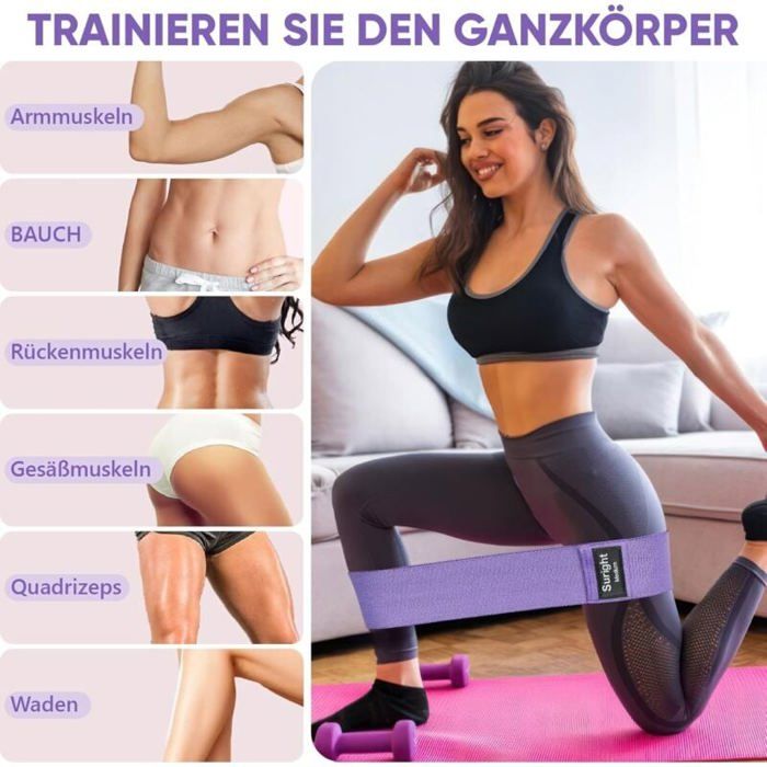 Bande Elastique Musculation en Tissu | 3 Niveaux de Bande Elastique Musculation en Tissu | 3 Niveaux de