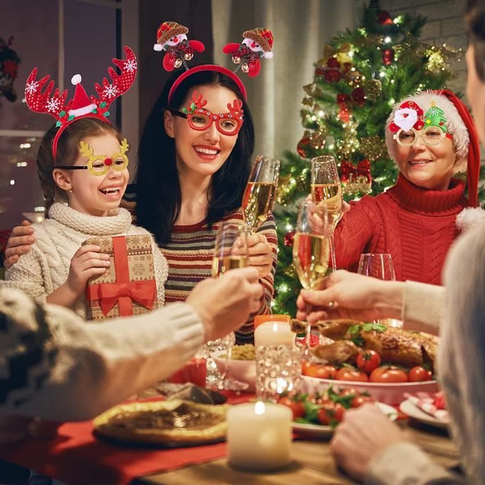 SIQUK Lot de 12 serre-têtes de Noël cadres de lunettes de Noël pour décoration de fête de Noël SIQUK Lot de 12 serre-têtes de Noël cadres de lunettes de Noël pour décoration de fête de Noël