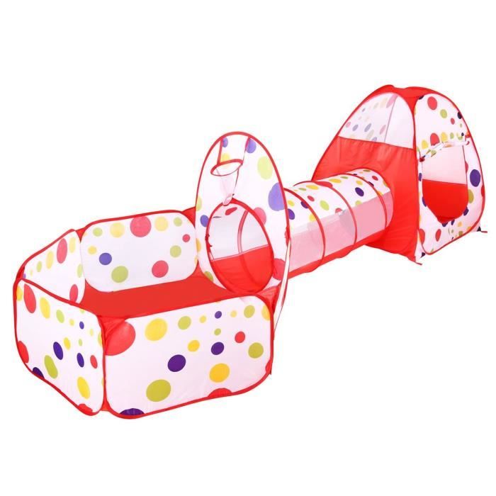 Tente de Jeu pour Enfants avec Tunnel Fonction Pop-up INCL. 200 balles Tente de Jeu pour Enfants avec Tunnel Fonction Pop-up INCL. 200 balles