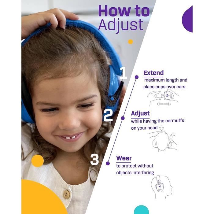 Casque Anti Bruit Enfant - Réglable Pliable et Confortable Casque  Protection Auditive 27dB SNR pour Kids, Garcon et Fille Âge [68]