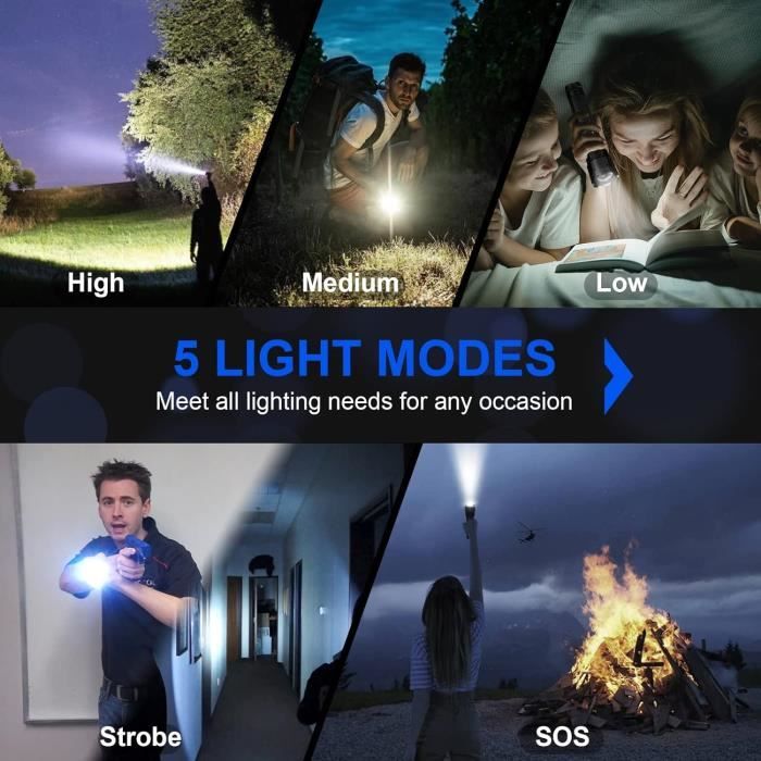 Lampe Torche Tactique LED Ultra-Puissante avec 5 modes d'intensité –  Caverne Edison