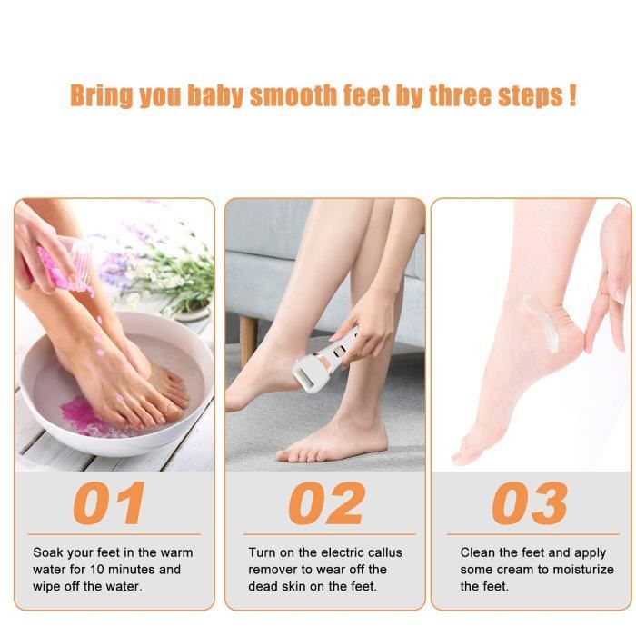 Râpe électrique Rechargeable Pour Pieds - Supprime Callosités Et Peaux Dures - Avec Bandes De Ponçage