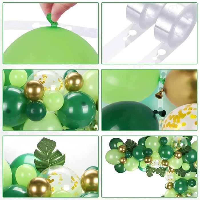 Jungle Décorations Anniversaire Kit 112 Pcs Jungle Party Vert Ballon  Garland Arc Feuilles de Palmier Confettis Ballon pour Garc[75] - Cdiscount  Maison