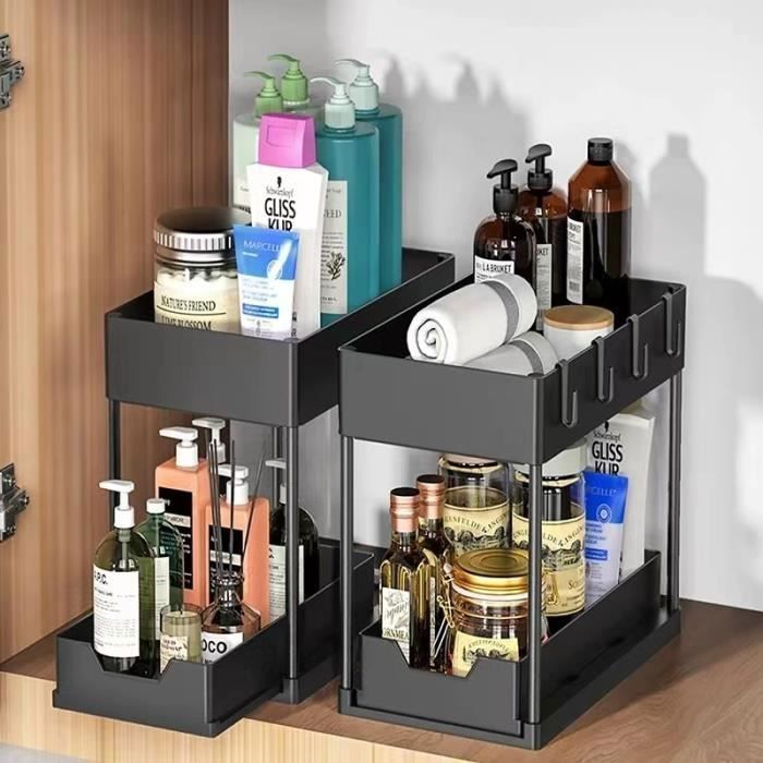 Organisateur Cuisine 2 Niveaux Organisateur Sous évier 2 Niveaux Coulissants HOMIEE - Lot De 2 - Hauteur Réglable - Robuste Organisateur Evier Organisateur Cuisine 2 Niveaux Organisateur Sous évier 2 Niveaux Coulissants HOMIEE - Lot De 2 - Hauteur Réglable - Robuste Organisateur Evier