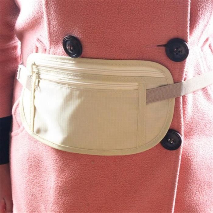 Le noir Pochette de voyage Invisible pour passeport sac de ceinture argent portefeuille de securite cache