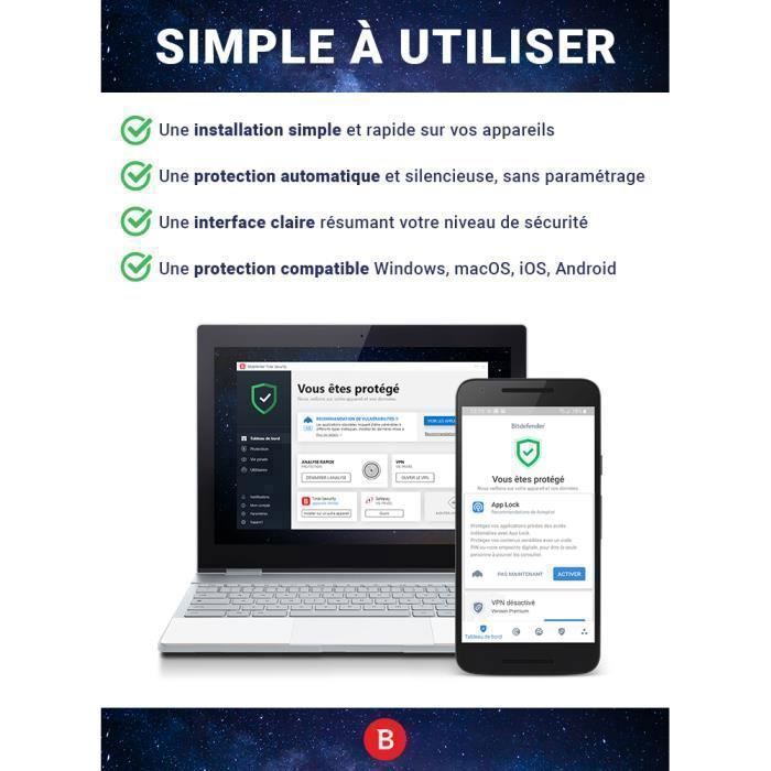 Bitdefender Total Security & VPN Premium 2026* - (3 Appareils - 1 An ...