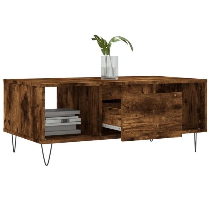 SIB Table basse Chêne fumé 90x50x36,5 cm Bois d'ingénierie ...