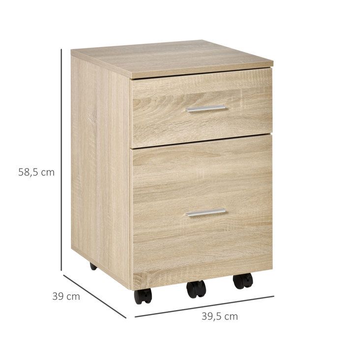 Meuble De Rangement Bureau 2 Tiroirs Avec Placard | 100x35x66 Cm | 5 Roulettes | Noir | Idéal Pour Classeurs Et Fournitures - 12