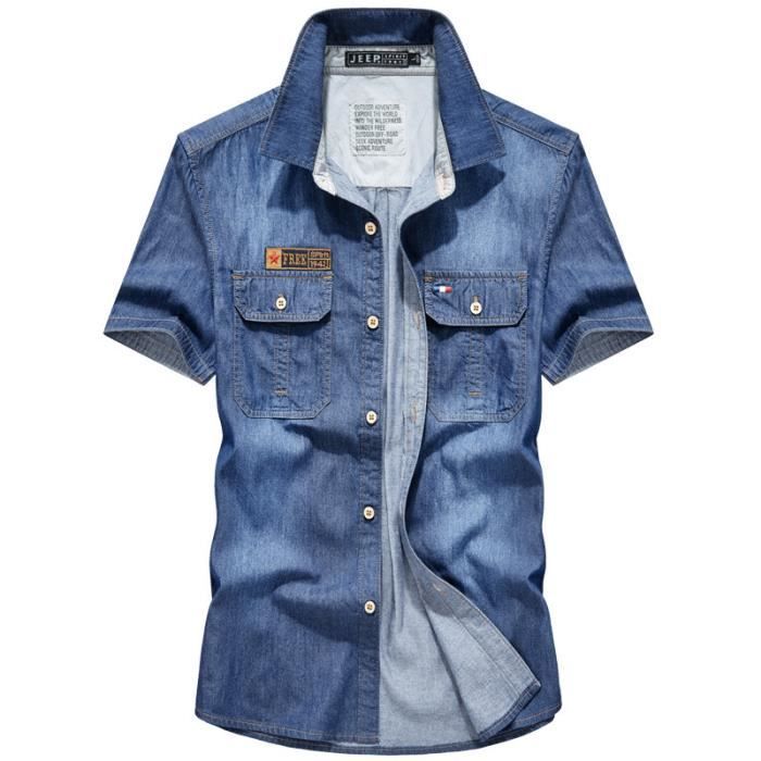 Chemise à manches courtes en lin Mill Brook pour homme en bleu foncé