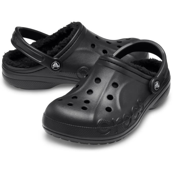 Sabot Baya Lined Crocs Noir Confortable chaussure d hiver pour adulte avec doublure fourree Black black Cdiscount Chaussures