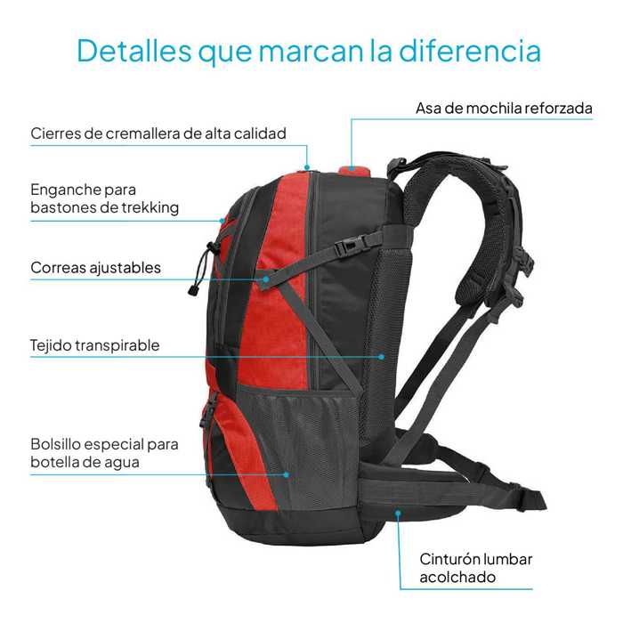 Grand Sac à Dos 40 L Imperméable - Camping Randonnée Balade Escalade Trek Sport Voyage Loisirs - Sacs à dos (12430316