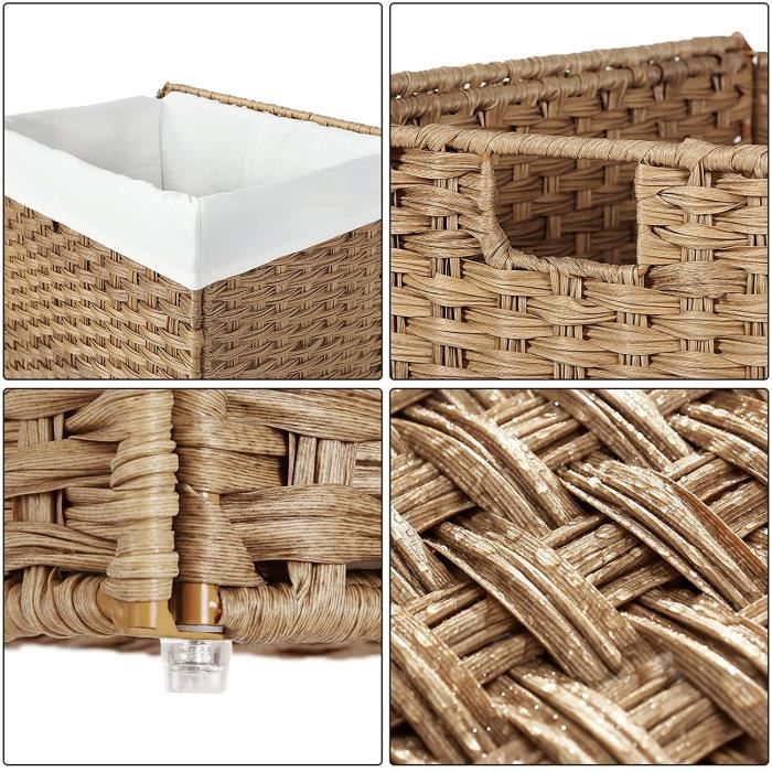 Panier à Linge Double SONGMICS Avec Couvercle - 90L, 2 Sacs Amovibles + 6 Filets, Rotin Synthétique, 33x45x60 Cm - 2
