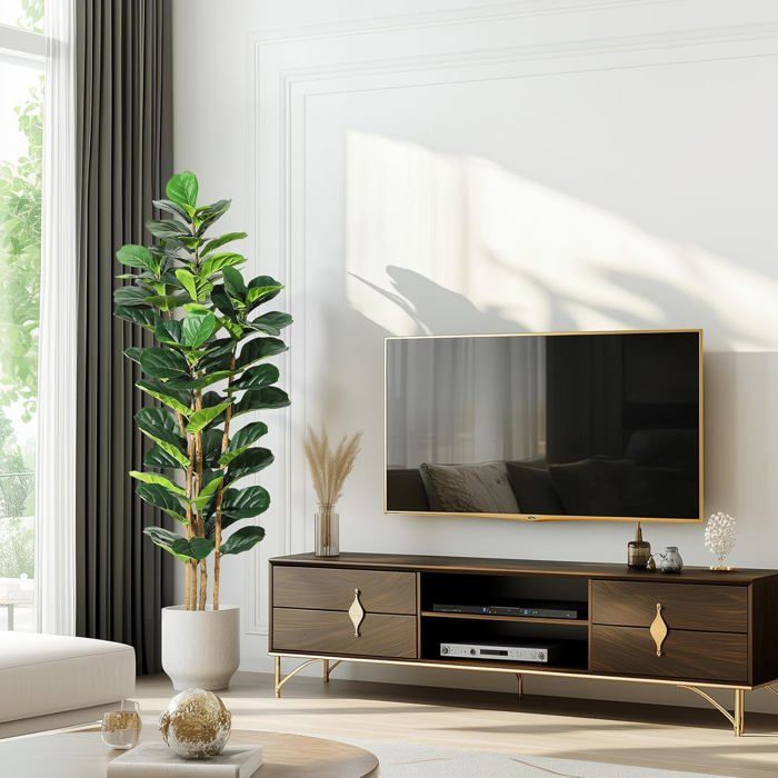 Leflos Figuier Artificiel 60cm D'Intérieur - Arbre Tropical En Pot Blanc Stable, Plante Fausse Réaliste Pour Décoration Maison Bureau Et Cadeau Pendaison De Crémaillère