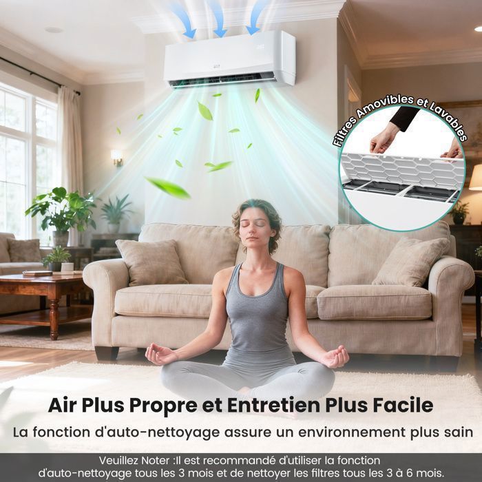 COSTWAY Climatiseur Monosplit 9000 BTU 2,6 KW, Clim Inverter