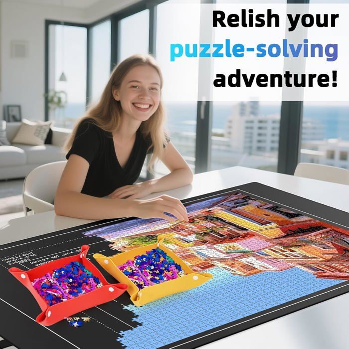 Tapis Puzzle Rangement Tapis Puzzle 2000 Pièces Avec Rouleau - Feutre Antidérapant - Kit Rangement Puzzles Complet Tapis Puzzle 1000 Pieces