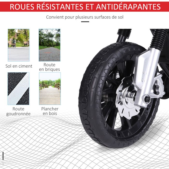 Moto électrique enfants - HOMCOM - 3 roues - effets lumineux et sonores - métal et PP - 86x42x52cm - bleu - Jeux - Jouets